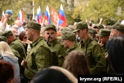 Митинг, посвященный проводам российским военнослужащих 47-й мотострелковой дивизии на войну в Украине. Севастополь, 27 сентября 2022 года