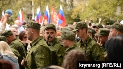 Митинг, посвященный проводам российским военнослужащих 47-й мотострелковой дивизии на войну в Украине. Севастополь, 27 сентября 2022 года