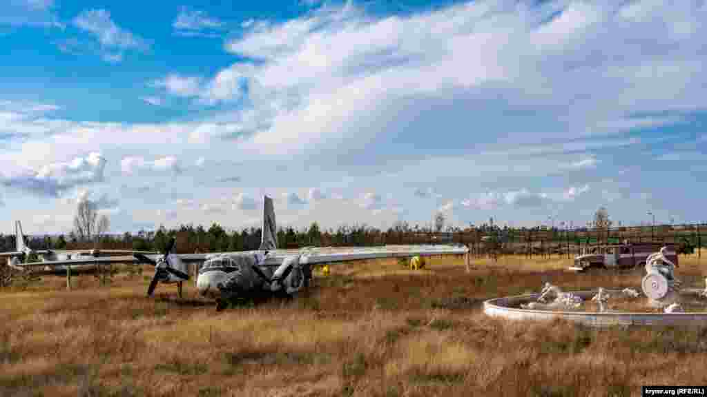 Два списанные военно-транспортные самолеты Ан-26 и пожарная автомашина создают особый антураж &laquo;африканской&raquo; среде обитания крымских львов