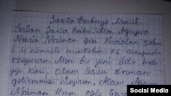 N.Ağayevanın Şaxta babaya məktubu